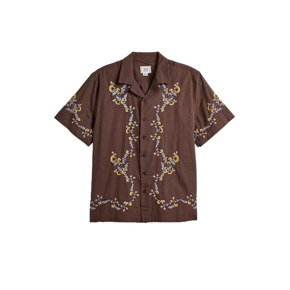 Urban Outfitters BDG Eli Embroidered Mens M Button Up Shirt Brown Cotton Western - Picture 4 of 11